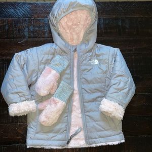 The North Face reversible coat & gloves